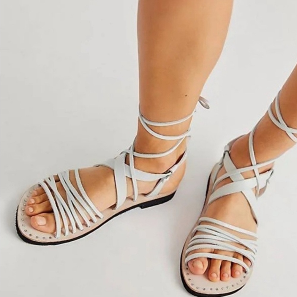 NWOT Free People WILLOW WRAP SANDAL BONE Leather straps Gladiator boho EU 40